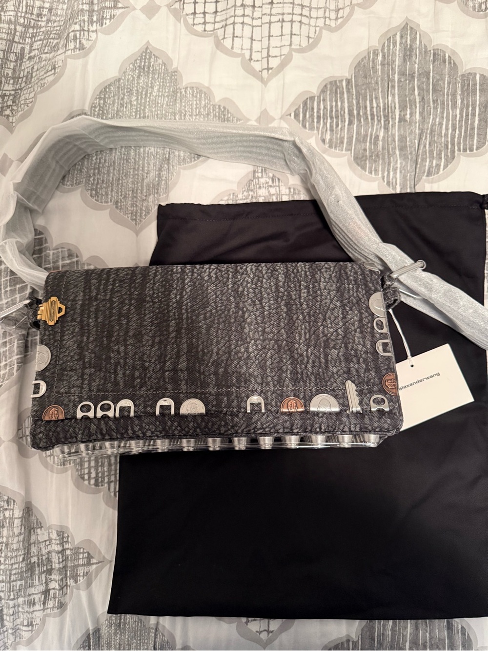 Alexander Wang Black Denim Ricco rogue medium flap bag